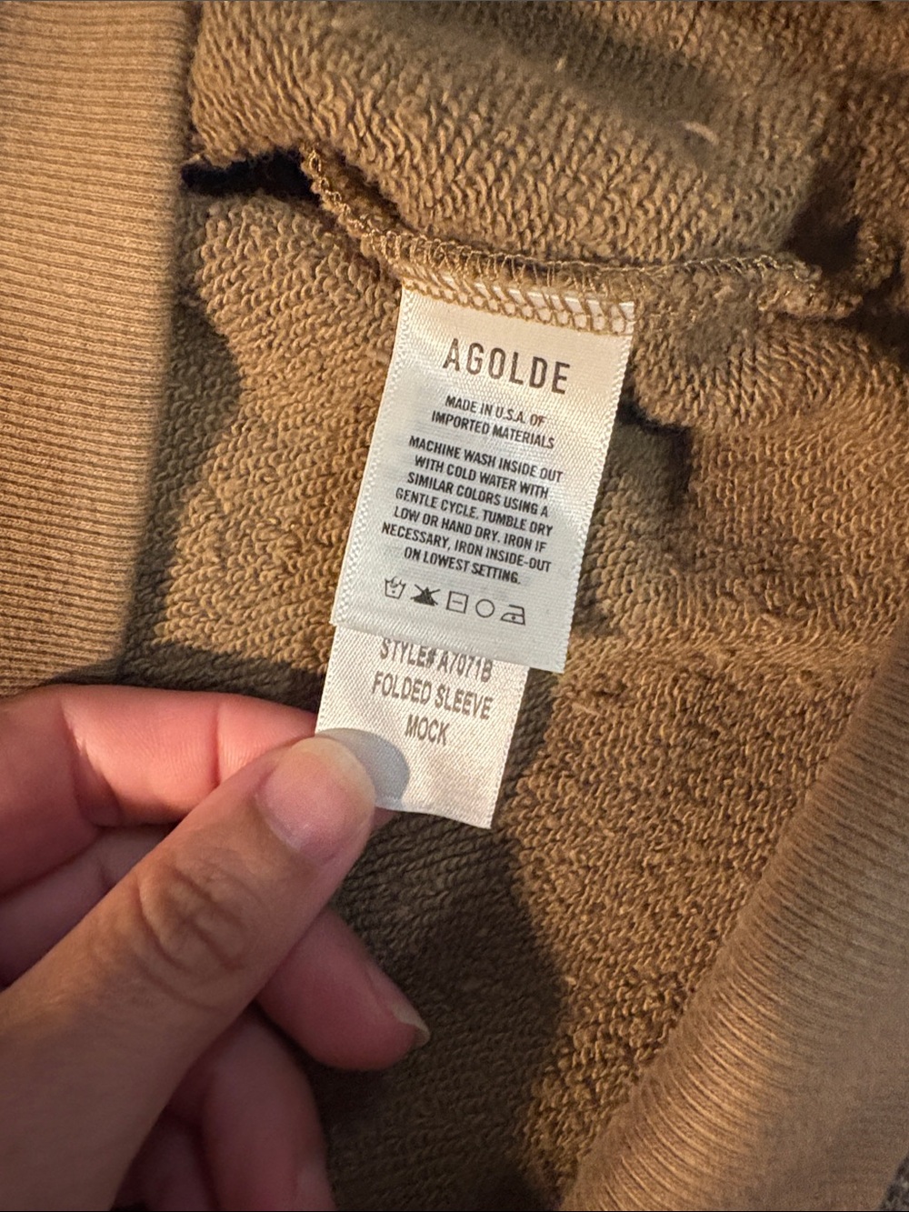AGOLDE Folded Sleeve Mock Neck Sweatshirt in Serpentine Tigress SZ M EUC - Picture 6 of 7